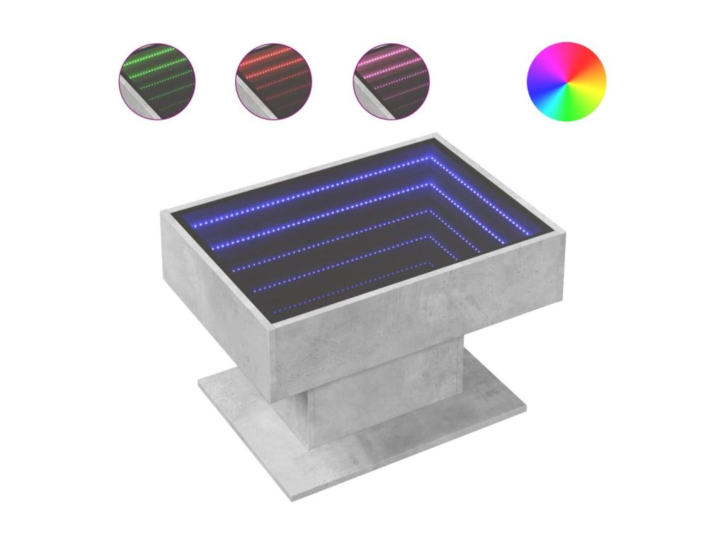 Coffee table with LED, concrete grey, 70x50x45 cm, engineered wood, 97736SWCM