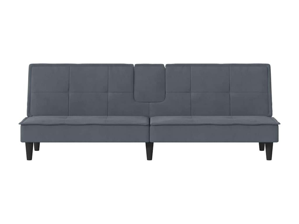 Sofa bed with cup holders, dark grey velvet 90035WGXG