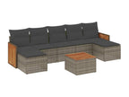 8-piece garden furniture set with grey resin wicker cushions 57376NWTD