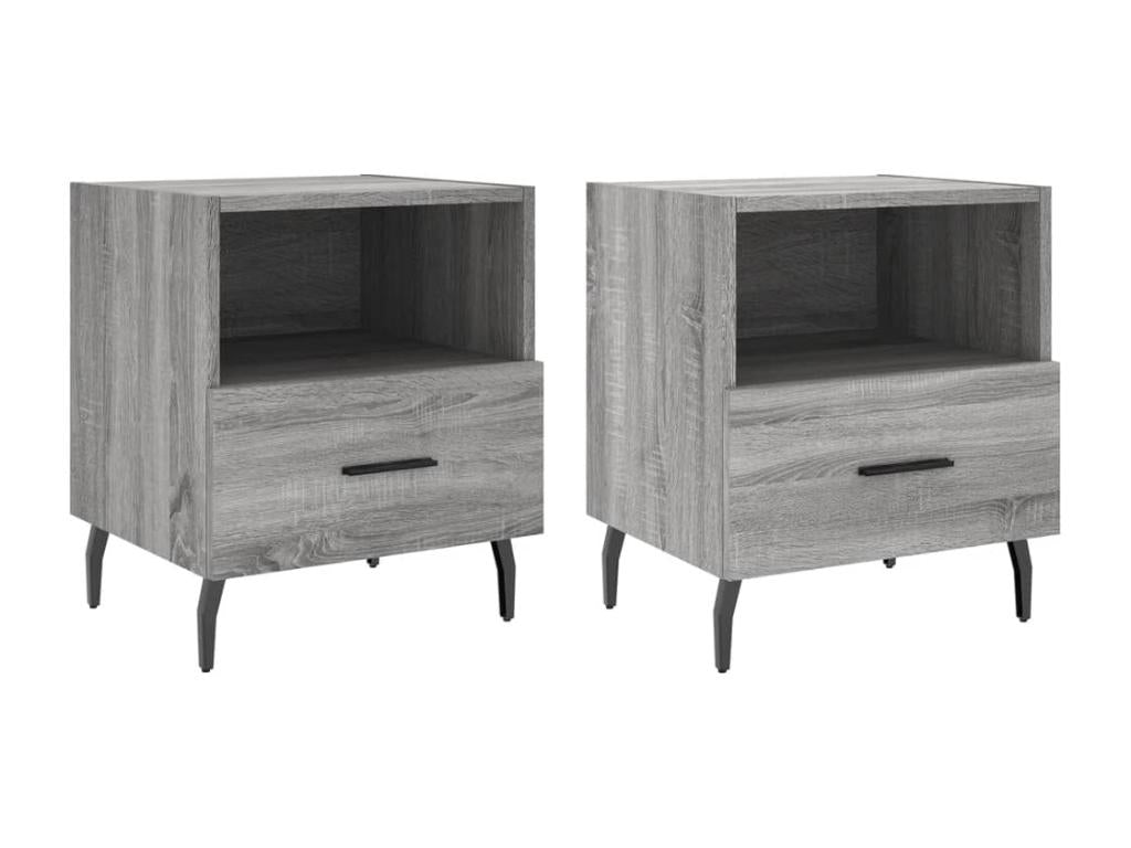 Bohometop 2-piece bedside tables, grey, 40x35x47.5 cm, 09902OKCP