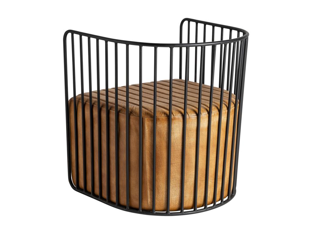 Brown leather armchair, 59x59x64 cm, 79664ISBJ