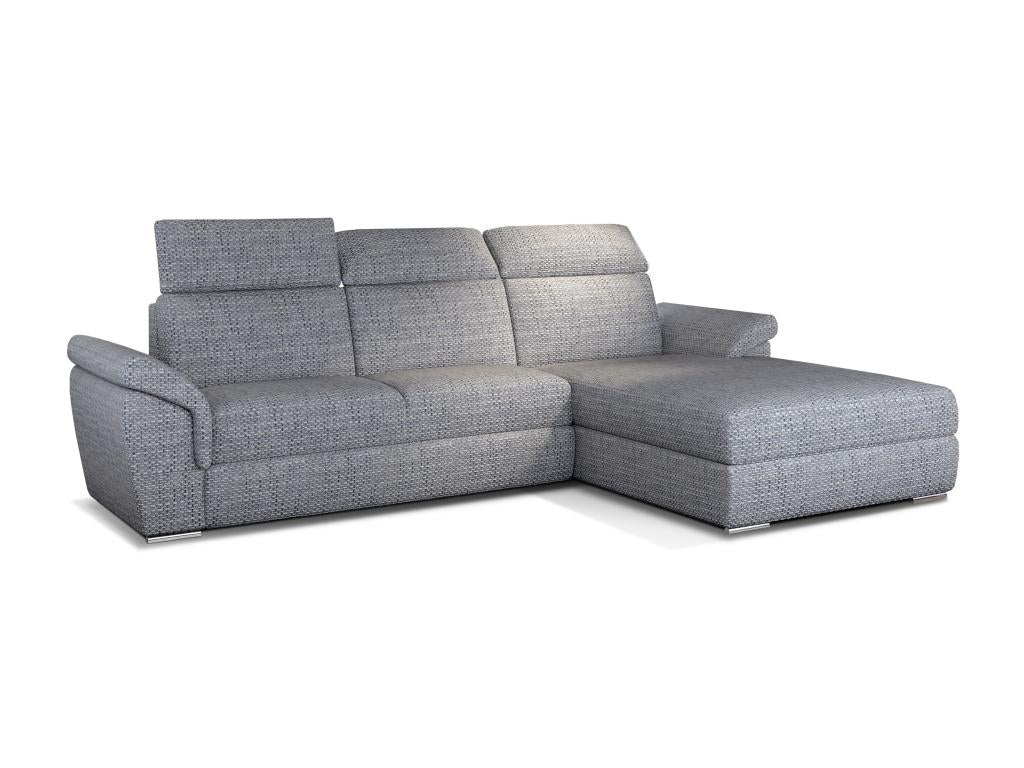 Bohometop 272cm Right-Hand Corner Sofa Bed in Light Grey Heathered Fabric with Adjustable Headrests 36632ACFJ