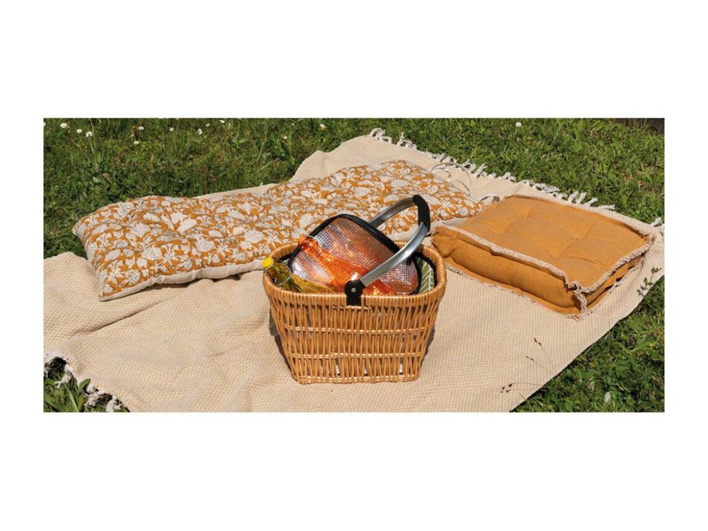 Insulated basket with folding handle, wicker 81667YCIF