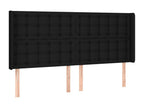 Headboard with wings, Black, 203x16x118/128 cm, Fabric, 38027GOVM