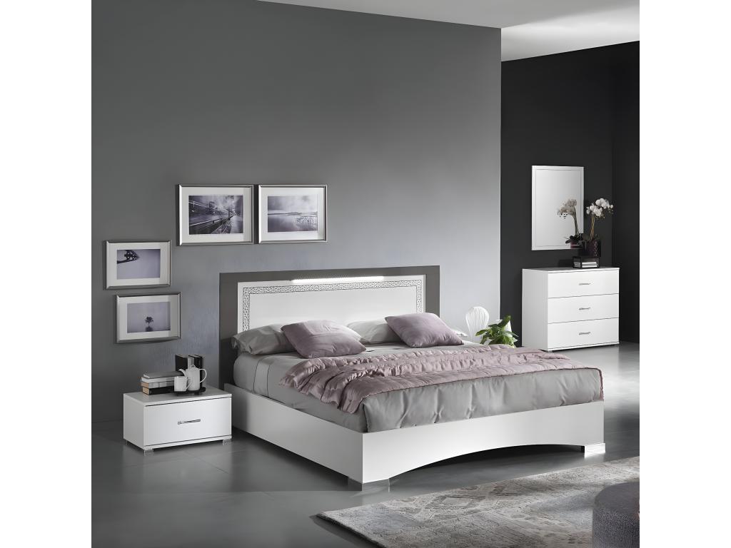 Bohometop - Bedroom 140x190cm with Chest of Drawers and Bedside Tables 02840QFFS