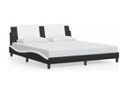 Black and white bed frame without mattress, 180x200 cm, faux leather, 57417TQXY