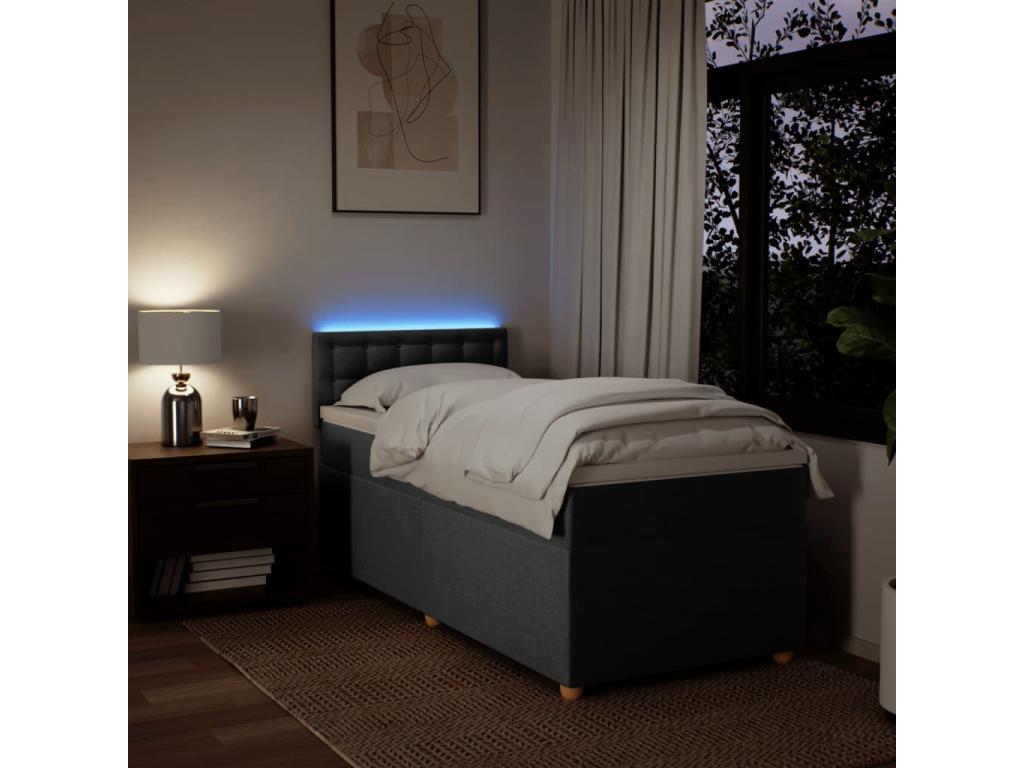 Bohometop bed base with mattress, dark grey, 80x200 cm, fabric, 92760XQOT