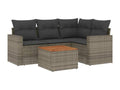 5-piece garden furniture set with grey resin wicker cushions 22734DQXM