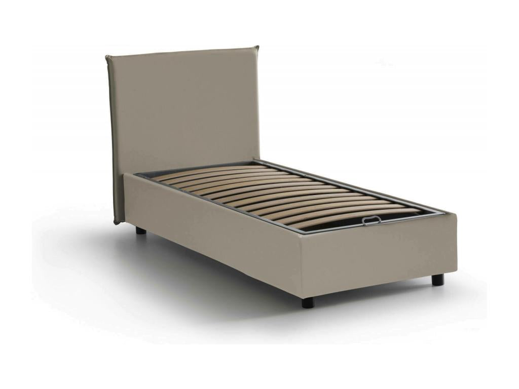 Homelumiere Single Bed with Storage Bed in Eco-Leather Upholstery, Made in Italy, Front Opening, Includes 90x200 cm Mattress