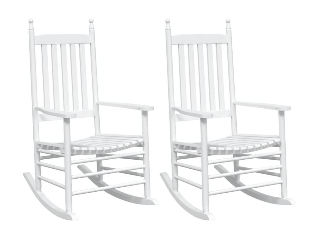 Rocking chairs with curved seats, set of 2, white solid fir wood, 71543SDOO