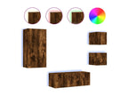 TV wall units with LED, 5 pcs, smoked oak engineered wood, 42349KPYB