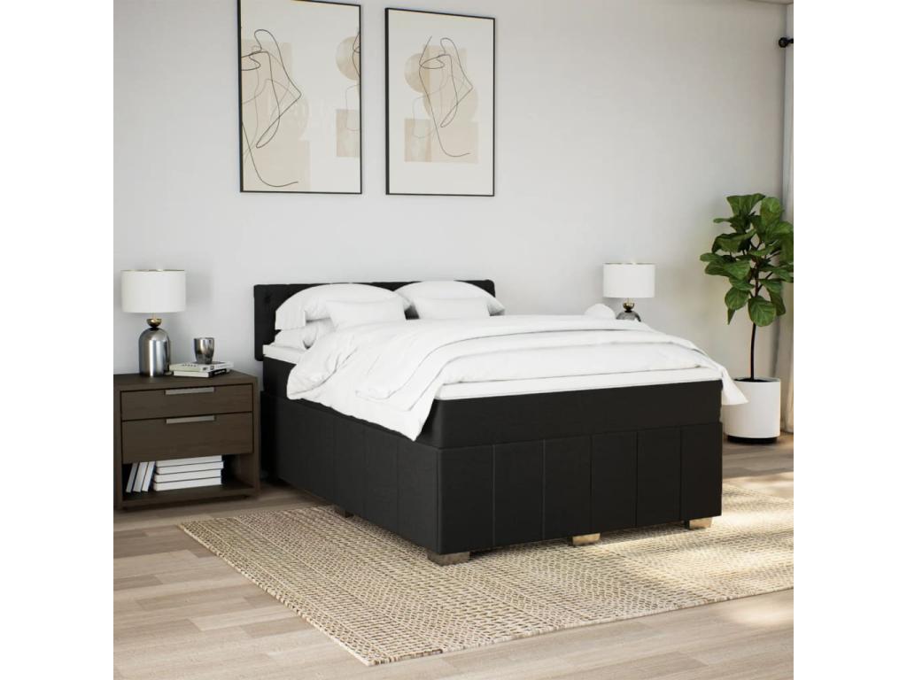 Bohometop bed base with mattress, black, 140x190 cm, fabric, 50482OKEH