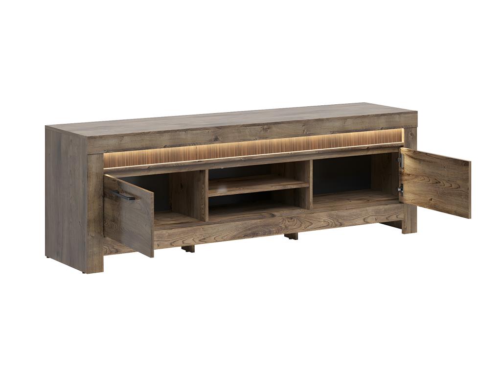 Bohometop 180cm TV Stand with 2 Doors, 2 Shelves, and LED Lighting Included - Wood - 61834JUFE