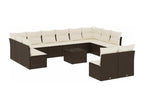 13-piece garden furniture set with cushions, brown woven resin, 53152VRTF