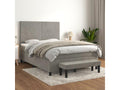 Upholstered bed base and mattress, light grey, 140x200cm, velvet, 22816TUDO