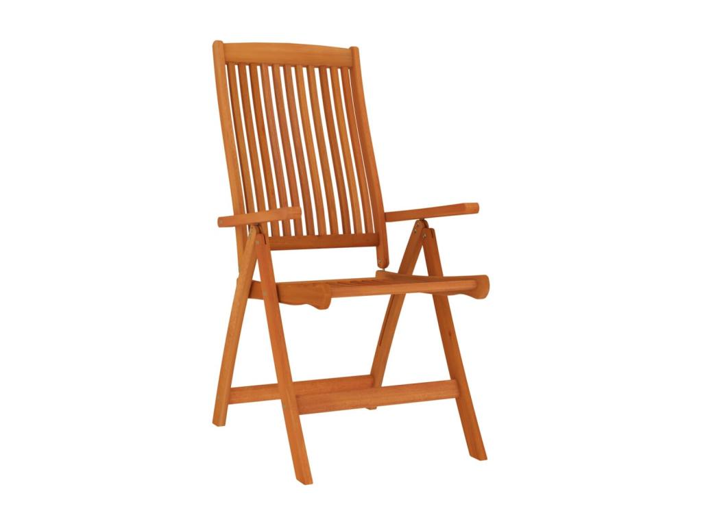 Folding garden chairs, set of 8, solid eucalyptus wood, 25116NVQR