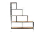 Bohometop - 5-Tier Staircase Shelf, Wood Look and Black Metal 28955PCUH