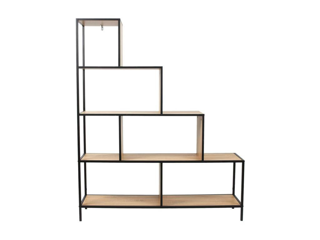 Bohometop - 5-Tier Staircase Shelf, Wood Look and Black Metal 28955PCUH