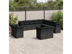 Garden furniture set with cushions, 13 pieces, black woven resin, 19329DUKO
