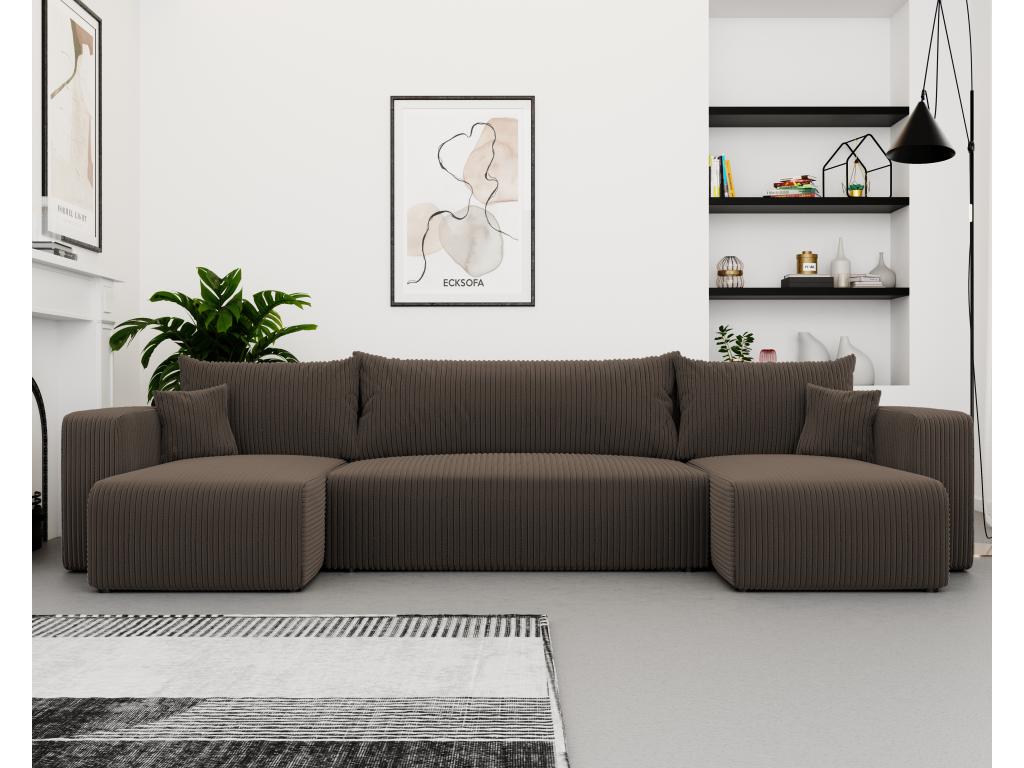 Bohometop U-shaped corner sofa with sleeping function and brown fabric 22850DKJS