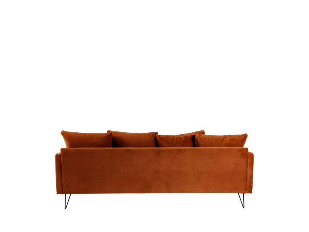 Bohometop - 3-seater convertible sofa in velvet with black hairpin legs - Rust 47868ANEX