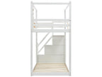Bunk bed with storage - 2x90x200 cm - 3 niches - Bohometop slatted base - white color 19121SWKN