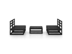 5-piece garden furniture set, black, solid pine wood