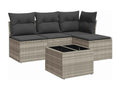 5-piece garden furniture set with light grey cushions, woven resin 68033BEXX