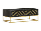Black and gold coffee table, 90x50x35 cm, solid mango wood, 31833ZFUT