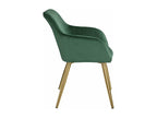 Set of 6 chairs with gold legs, elegant design, living room, kitchen, dining room seating, green velvet, 08 0000062 75035HBLB