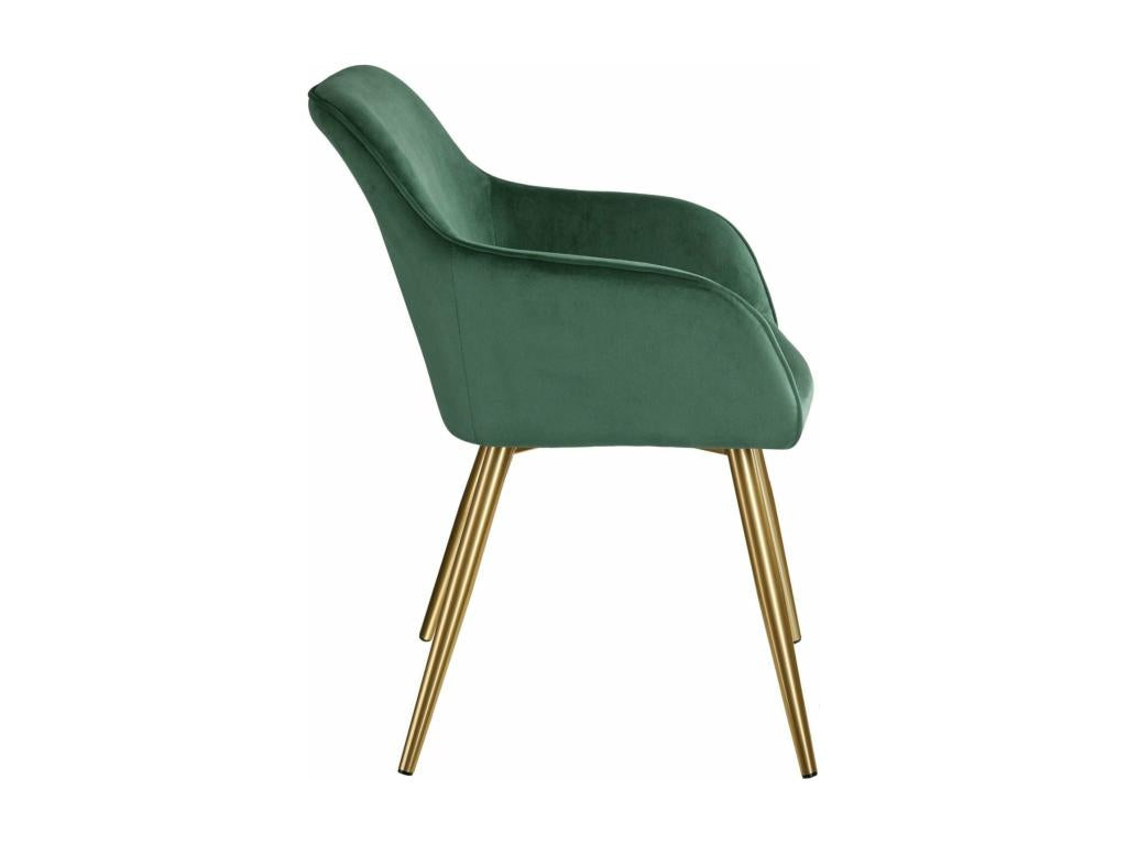 Set of 6 chairs with gold legs, elegant design, living room, kitchen, dining room seating, green velvet, 08 0000062 75035HBLB