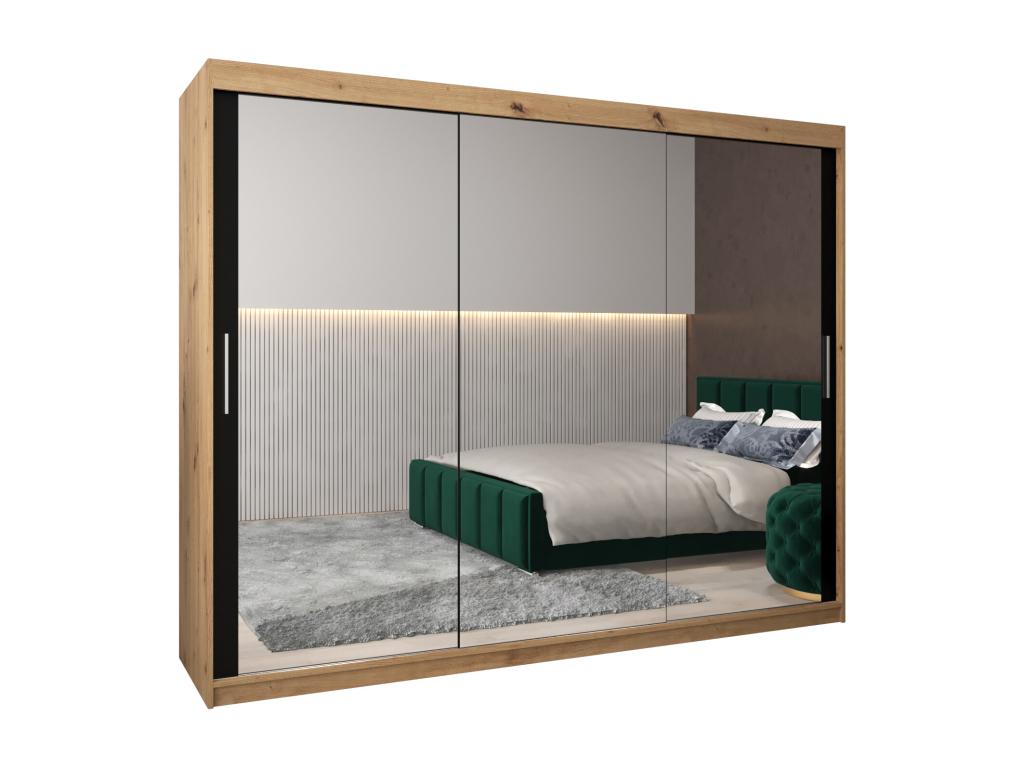 Bohometop 3 Sliding Door Wardrobe 200/250/62 3 Doors Bohometop/Black 80135LIPP