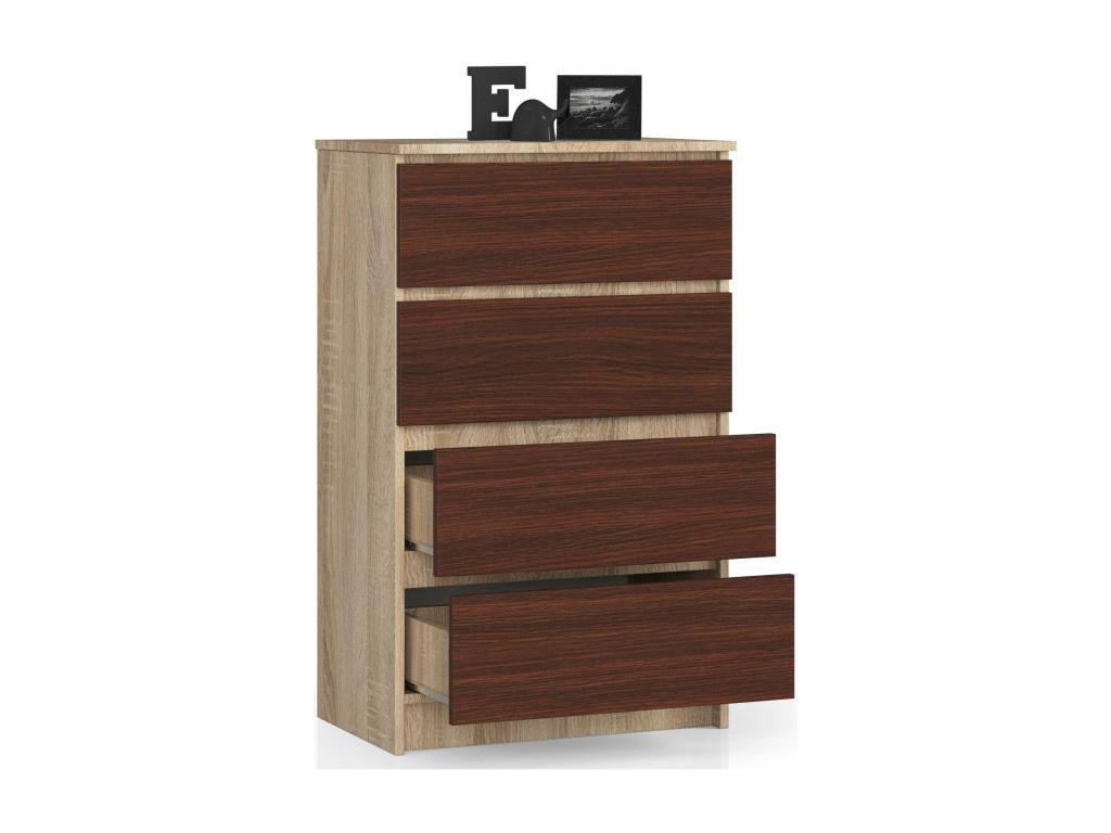 Bohometop 4-drawer chest, 60x99x40 cm, brown wood, 49469IPZQ