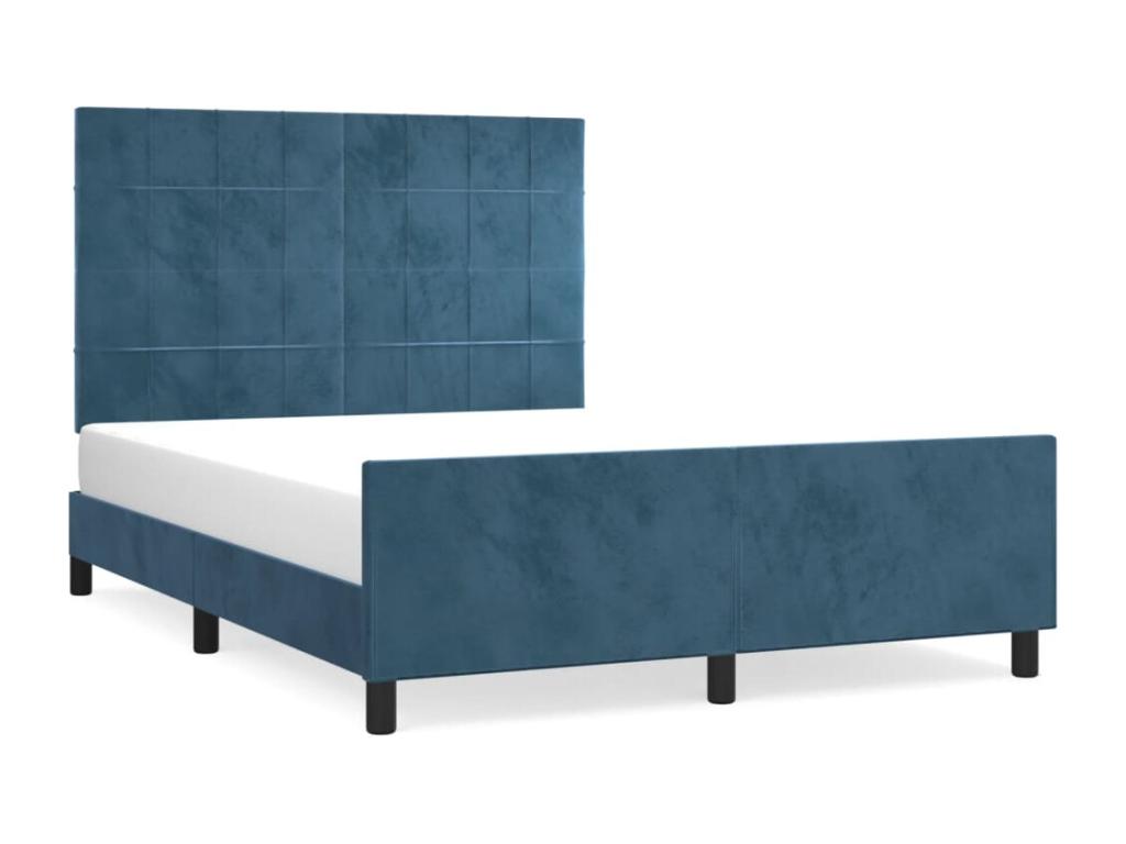 Bed frame with headboard, dark blue, 140x200 cm, velvet, 62963NWRW