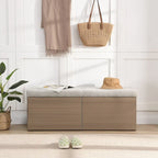 49 Shoe Storage Bench Entryway Shoe Cabinet Storage Ottoman with Padded Seat Cushion and Double Doors