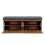 49 Shoe Storage Bench Entryway Shoe Cabinet Storage Ottoman with Padded Seat Cushion and Double Doors