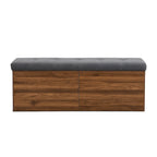 49 Shoe Storage Bench Entryway Shoe Cabinet Storage Ottoman with Padded Seat Cushion and Double Doors