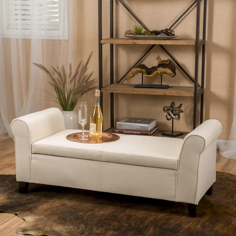 Danbury Armed Storage Bench with Birch Legs