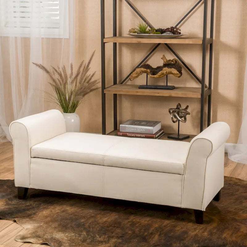 Danbury Armed Storage Bench with Birch Legs