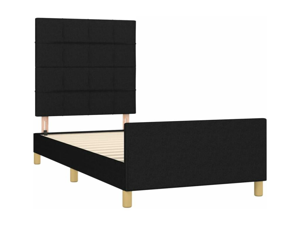 Bed frame with headboard, black, 100x200 cm, fabric, 09671SCQC
