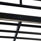 Full Size Loft Metal Bed with Desk,Shelves,Power Outlet,LED Light and Wardrobe