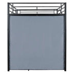 Full Size Loft Metal Bed with Desk,Shelves,Power Outlet,LED Light and Wardrobe