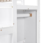 Full Size Loft Bed with Built-in Storage Wardrobe and Staircase