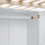 Full size Loft Bed with Bookshelf,Drawers,Desk,and Wardrobe