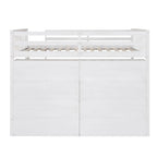 Full Size Loft Bed with Open Storage Shelves and Built-in Ladder