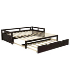 Black Pine Wood Twin Size Daybed with Trundle and Slat Kit - Elegant Design