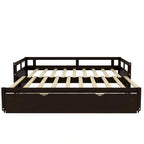 Black Pine Wood Twin Size Daybed with Trundle and Slat Kit - Elegant Design