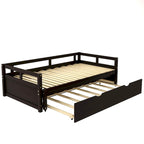 Black Pine Wood Twin Size Daybed with Trundle and Slat Kit - Elegant Design