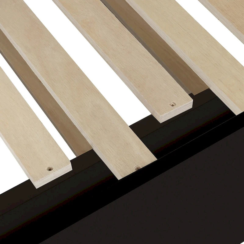 Black Pine Wood Twin Size Daybed with Trundle and Slat Kit - Elegant Design