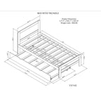 White Solid Wood Twin Platform Bed Frame with Trundle and Modern Wood Headboard